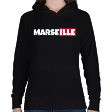 PRINTFASHION MARSEILLE - Női kapucnis pulóver - Fekete női pulóver, kardigán