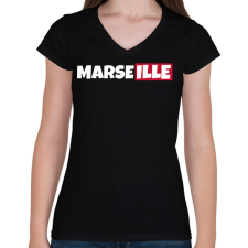 PRINTFASHION MARSEILLE - Női V-nyakú póló - Fekete női póló