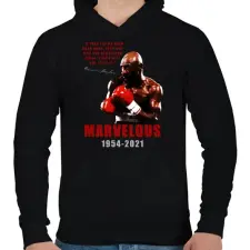 PRINTFASHION Marvin Hagler - Férfi kapucnis pulóver - Fekete férfi pulóver, kardigán