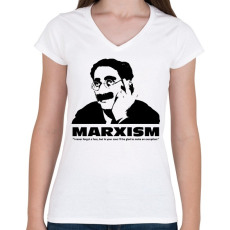 PRINTFASHION Marxism - Női V-nyakú póló - Fehér