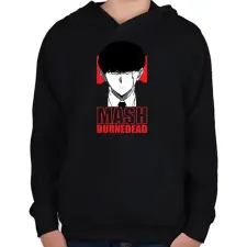 PRINTFASHION Mashle Mash Burnedead - Gyerek kapucnis pulóver - Fekete gyerek pulóver, kardigán