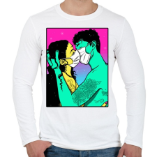 PRINTFASHION Mask kiss - Férfi hosszú ujjú póló - Fehér férfi póló