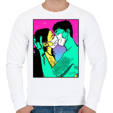 PRINTFASHION Mask kiss - Férfi pulóver - Fehér férfi pulóver, kardigán