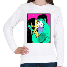 PRINTFASHION Mask kiss - Női pulóver - Fehér női pulóver, kardigán