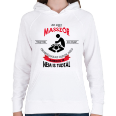 PRINTFASHION Masszőr vagyok - Női kapucnis pulóver - Fehér