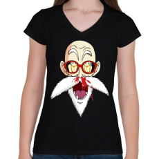 PRINTFASHION Master Roshi - Női V-nyakú póló - Fekete
