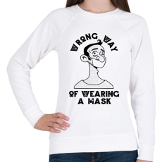 PRINTFASHION Maszk használat - rosszul - Wrong way - Női pulóver - Fehér