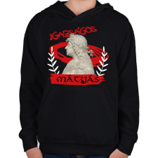 PRINTFASHION Mátyás király - Gyerek kapucnis pulóver - Fekete gyerek pulóver, kardigán