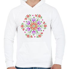 PRINTFASHION Matyó mintás mandala - Férfi kapucnis pulóver - Fehér