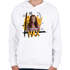 PRINTFASHION Max - Stranger Things - Gyerek kapucnis pulóver - Fehér gyerek pulóver, kardigán