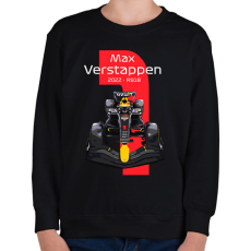 PRINTFASHION Max Verstappen 1 autóversenyző - fehér felirat - Gyerek pulóver - Fekete