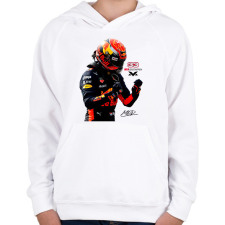 PRINTFASHION Max Verstappen new - Gyerek kapucnis pulóver - Fehér gyerek pulóver, kardigán