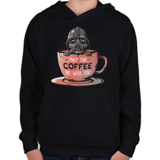 PRINTFASHION May the coffee be with you - Gyerek kapucnis pulóver - Fekete