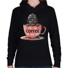 PRINTFASHION May the coffee be with you - Női kapucnis pulóver - Fekete női pulóver, kardigán