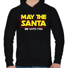 PRINTFASHION MAY THE SANTA - Férfi kapucnis pulóver - Fekete