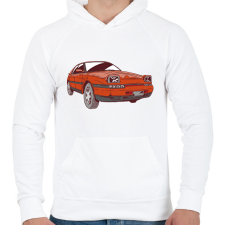 PRINTFASHION Mazda 323F BG - Férfi kapucnis pulóver - Fehér férfi pulóver, kardigán