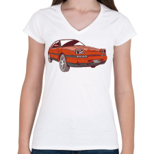 PRINTFASHION Mazda 323F BG - Női V-nyakú póló - Fehér női póló