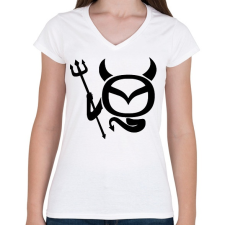 PRINTFASHION Mazda Devil - Női V-nyakú póló - Fehér női póló