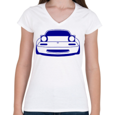 PRINTFASHION Mazda mx5 Kék - Női V-nyakú póló - Fehér