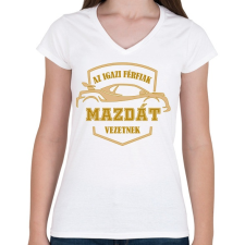 PRINTFASHION Mazdás sofőr - Női V-nyakú póló - Fehér női póló