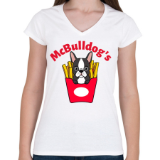 PRINTFASHION mcbulldog - Női V-nyakú póló - Fehér női póló