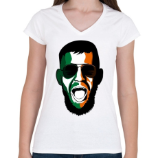 PRINTFASHION McGregor - Női V-nyakú póló - Fehér