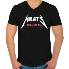 PRINTFASHION Meats - Férfi V-nyakú póló - Fekete férfi póló