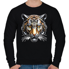 PRINTFASHION Mechanikus tigris - Férfi pulóver - Fekete férfi pulóver, kardigán