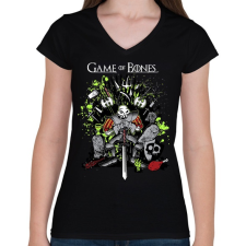 PRINTFASHION MediEvil - Game Of Bones - Női V-nyakú póló - Fekete női póló