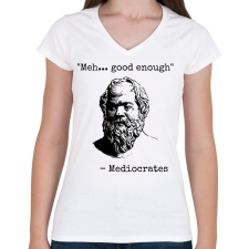 PRINTFASHION Mediocrates  - Női V-nyakú póló - Fehér női póló