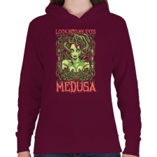 PRINTFASHION Medusa - Női kapucnis pulóver - Bordó női pulóver, kardigán