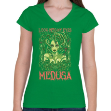 PRINTFASHION Medusa - Női V-nyakú póló - Zöld