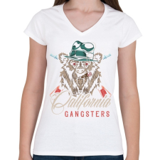 PRINTFASHION Medve 04 - California Gangsters - Női V-nyakú póló - Fehér női póló