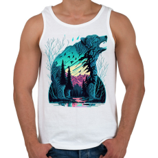 PRINTFASHION Medve a naplementében - Férfi atléta - Fehér