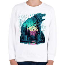 PRINTFASHION Medve a naplementében - Gyerek pulóver - Fehér