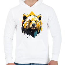 PRINTFASHION Medve - Férfi kapucnis pulóver - Fehér férfi pulóver, kardigán