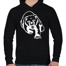 PRINTFASHION Medve  - Férfi kapucnis pulóver - Fekete férfi pulóver, kardigán