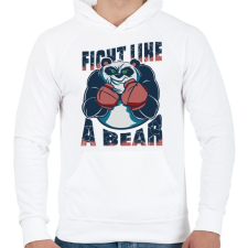 PRINTFASHION Medve - harcolj mint egy medve - Férfi kapucnis pulóver - Fehér férfi pulóver, kardigán