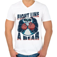 PRINTFASHION Medve - harcolj mint egy medve - Férfi V-nyakú póló - Fehér