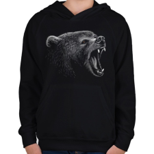 PRINTFASHION Medve portré - Gyerek kapucnis pulóver - Fekete gyerek pulóver, kardigán