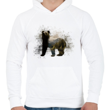 PRINTFASHION medvében az erdő - Férfi kapucnis pulóver - Fehér férfi pulóver, kardigán