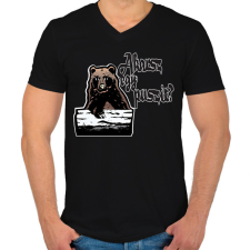 PRINTFASHION medvepuszi - Férfi V-nyakú póló - Fekete férfi póló