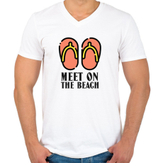 PRINTFASHION meet - Férfi V-nyakú póló - Fehér