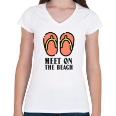 PRINTFASHION meet - Női V-nyakú póló - Fehér
