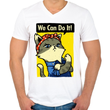 PRINTFASHION Megcsináljuk! - Férfi V-nyakú póló - Fehér férfi póló