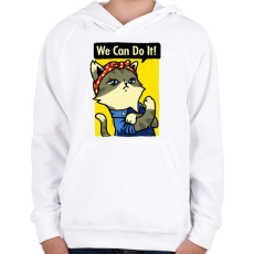 PRINTFASHION Megcsináljuk! - Gyerek kapucnis pulóver - Fehér