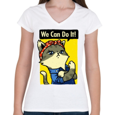 PRINTFASHION Megcsináljuk! - Női V-nyakú póló - Fehér női póló