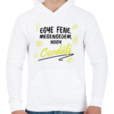 PRINTFASHION Megengedem, hogy csodálj - Sárga - Férfi kapucnis pulóver - Fehér