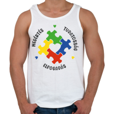 PRINTFASHION Megértés, tudatosság, elfogadás - Férfi atléta - Fehér atléta, trikó