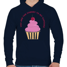 PRINTFASHION Meggyes muffin - Férfi kapucnis pulóver - Sötétkék férfi pulóver, kardigán